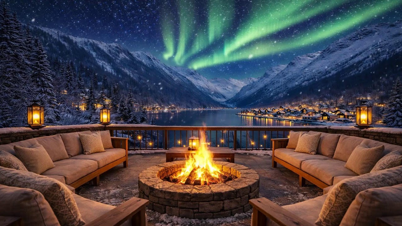 Late Night Winter Fireplace 🌙 Cozy Cabin Sounds for Anxiety Relief & Sleep