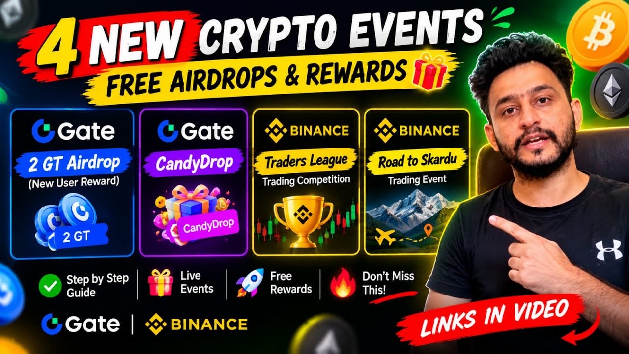 FREE Crypto Airdrops 2026 🔥 Gate & Binance New Events + Rewards