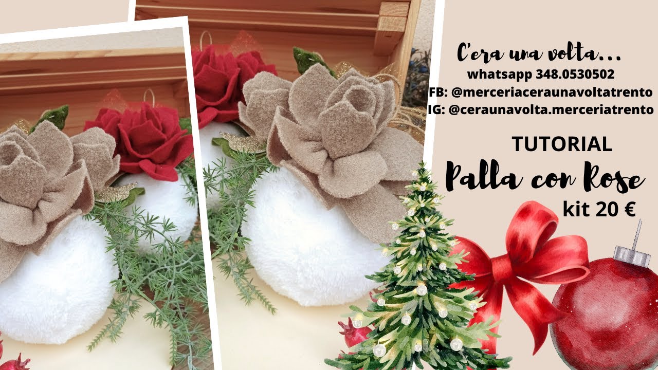 TUTORIAL PALLA IN PELLICCIOTTO CON ROSE - fatto a mano