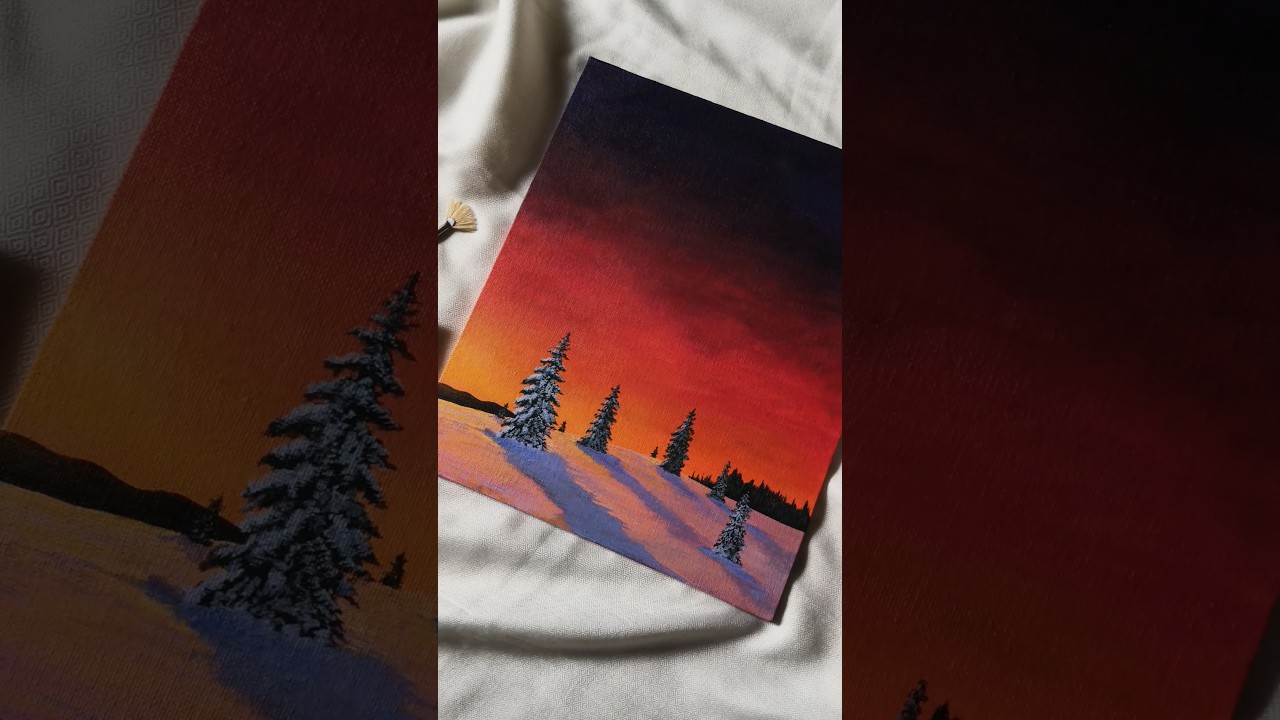 "Winter sunsets" Easy acrylic painting 