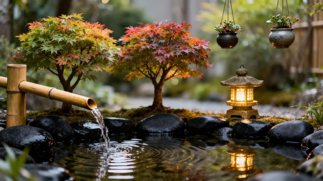 Relaxation Music: Bamboo Water Fountain + Healing Piano 🌿 Sleep Music, Meditation, Nature Sounds