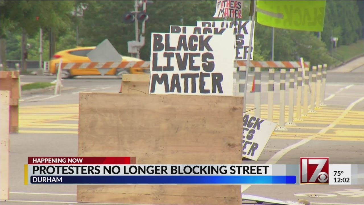 Traffic moving in Durham after protester barricades removed from road