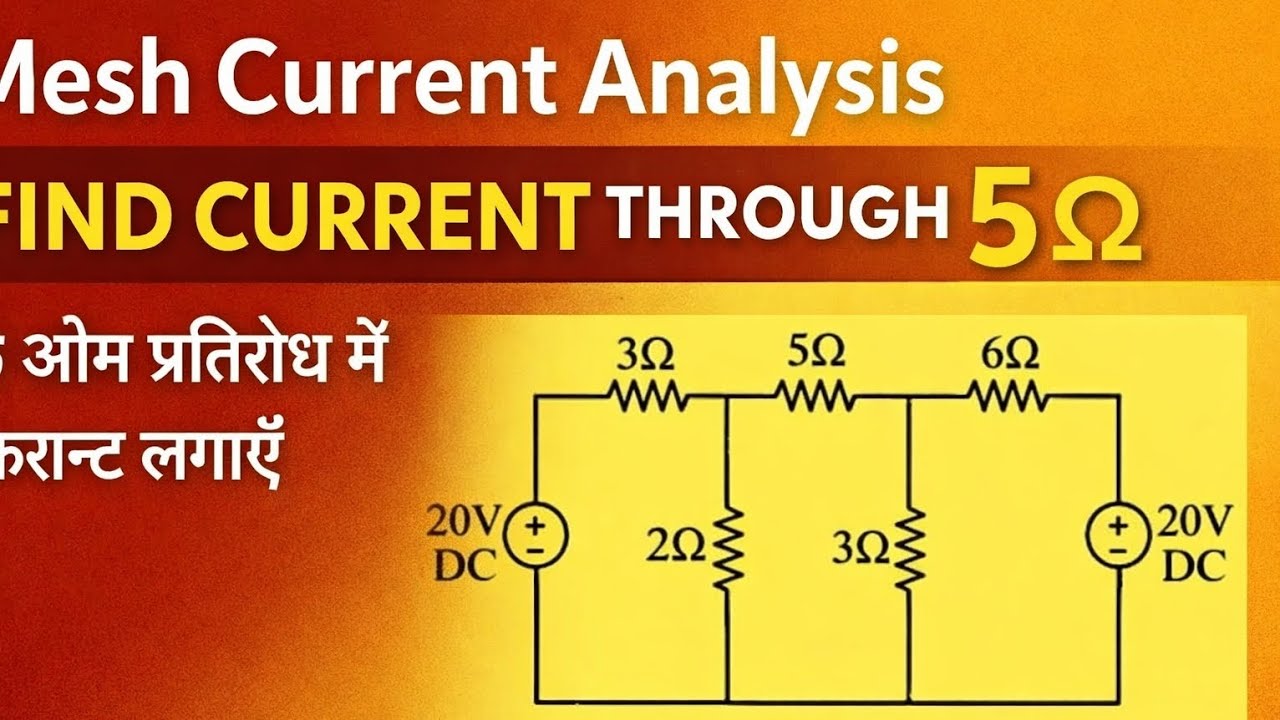🔥 Mesh Current Analysis | Find Current Through 5Ω Resistor | Step-by-Step Solution