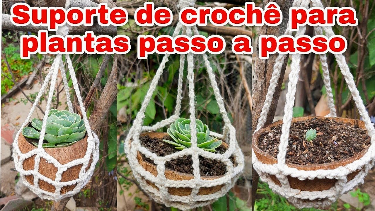💥Suporte de crochê para plantas| Passo a passo| Plant hanger😍