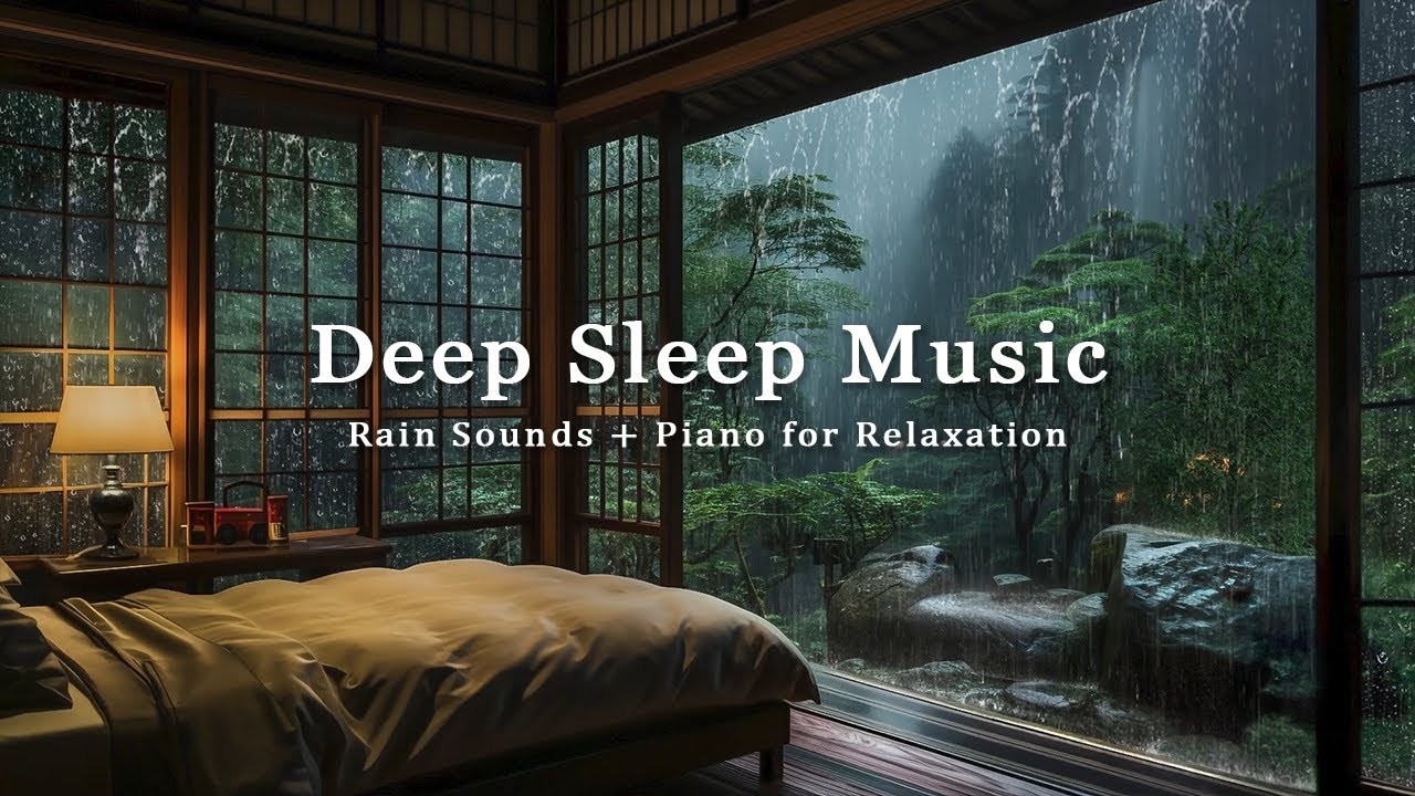 Relaxing Rain & Piano Ambience – Fall Asleep Fast in a Cozy Bedroom