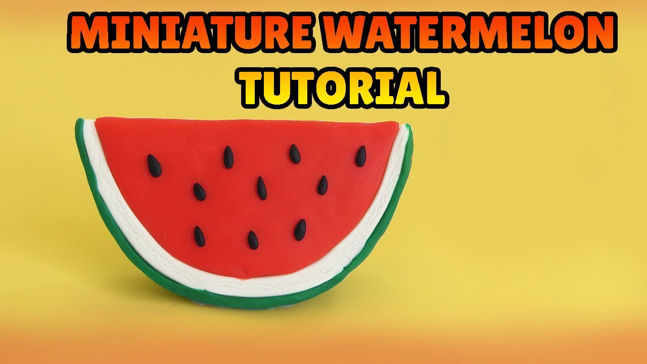 🔴 DIY How to Make MINIATURE WATERMELON - Easy Polymer Clay, Fondant, plastilina, playdoh tutorial