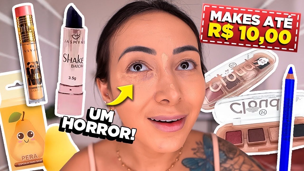 TESTANDO MAKES DE AT&Eacute; 10 REAIS - eu acreditei 🤡