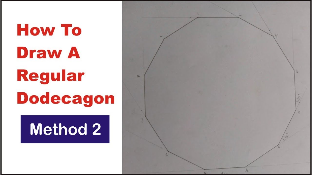 How to Draw a DODECAGON #2.  | How to Construct a Dodecagon with a Protractor in Technical Drawing