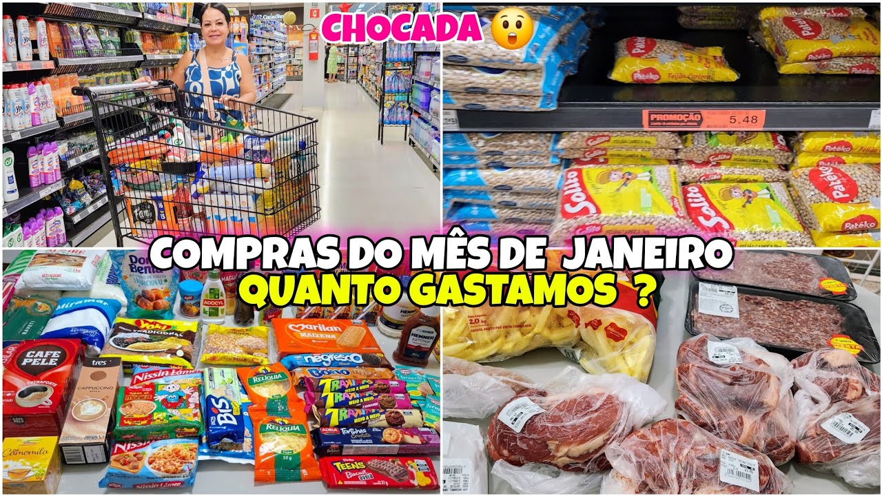 COMPRAS do MÊS de JANEIRO 2026 🛒  PARA 4 PESSOAS Vlog  no MERCADO Quanto GASTAMOS?