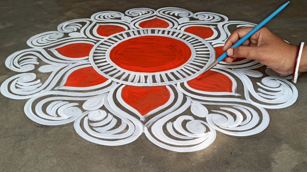 very simple alpona design for all festival / easy diwali special rangoli design / muggulu design