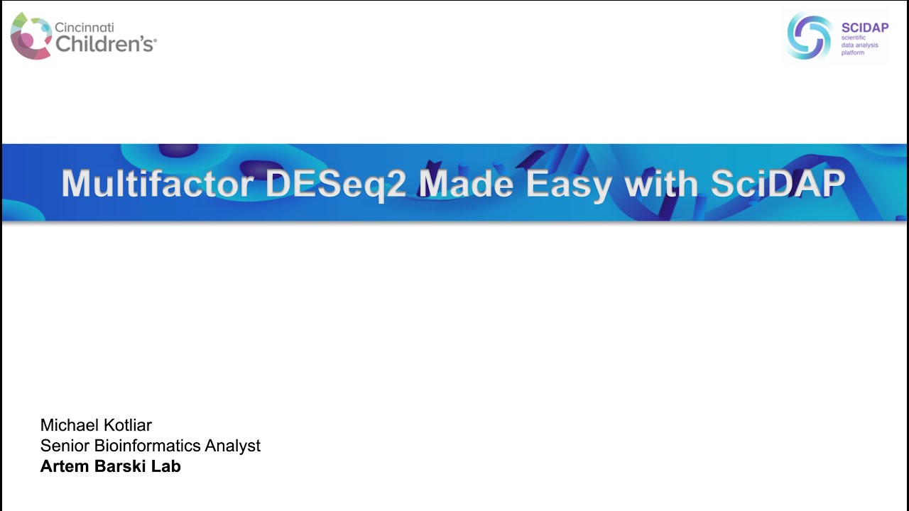 Multi-factor differential expression analysis with DESeq2 in SciDAP