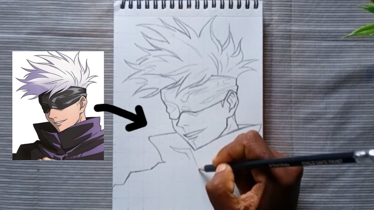 Gojo satoru outline tutorial | Gojo satoru drawing with beginners | Step by step