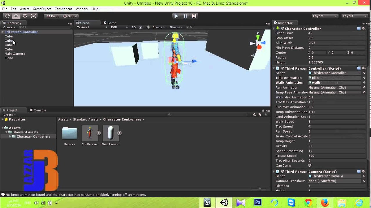 unity درس إضافة شخصية ومفهوم التصادم