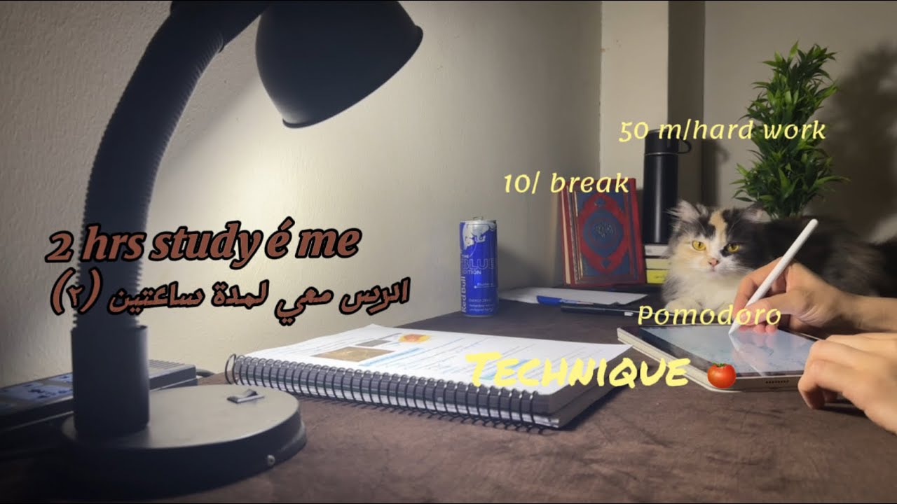 ادرس معي بطريقة بومودورو 50/10.| مع تلاوة قران تريح القلب ،2hrs study é me