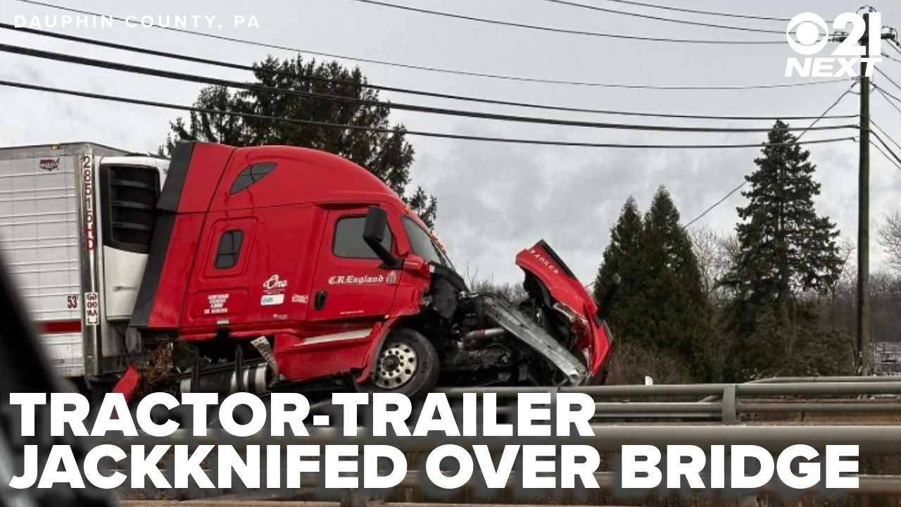 Tractor-trailer jackknifed over bridge, severe weather: 21 Next