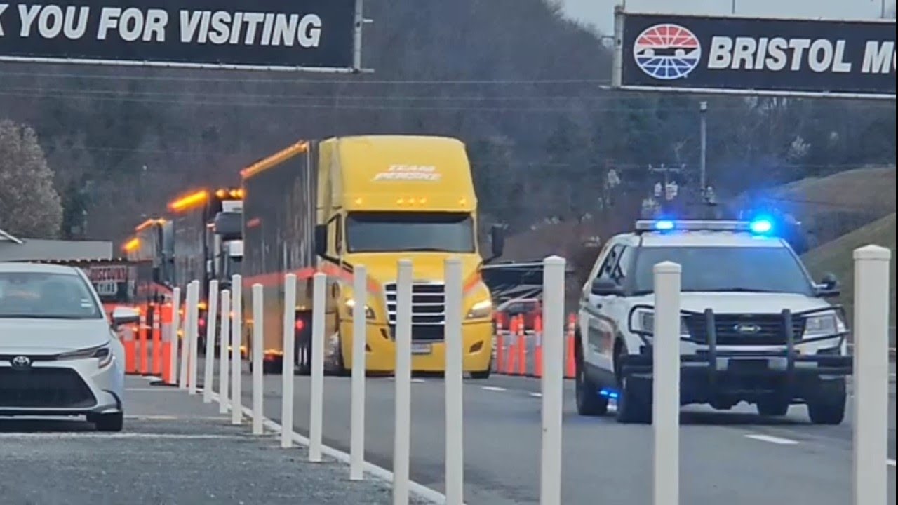 NASCAR Cup Series Haulers Entering Bristol Motor Speedway.