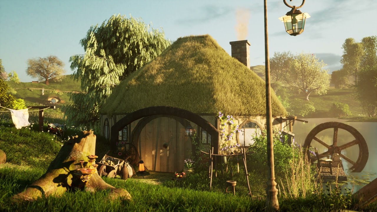 Cozy Hobbit Cottage on the Lake Ambience ☀️ Relax in the Shire with Nature & Water Sounds | 4K