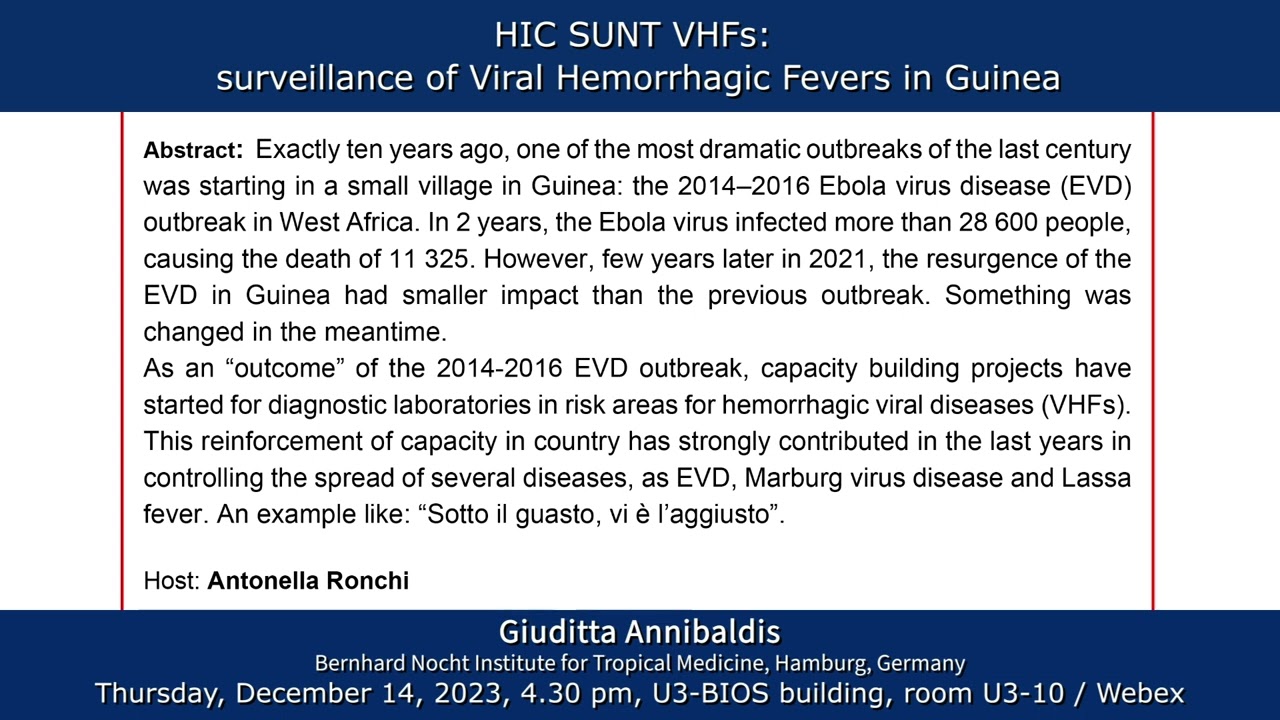 BtBs Seminar by Giuditta Annibaldis - HIC SUNT VHFs: surveillance of VHFs in Guinea