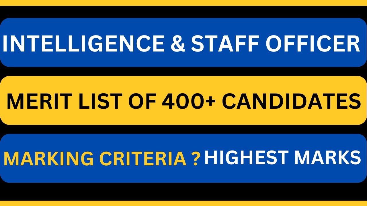 Intelligence Officer and Staff Officer Merit List | Marking Scheme
