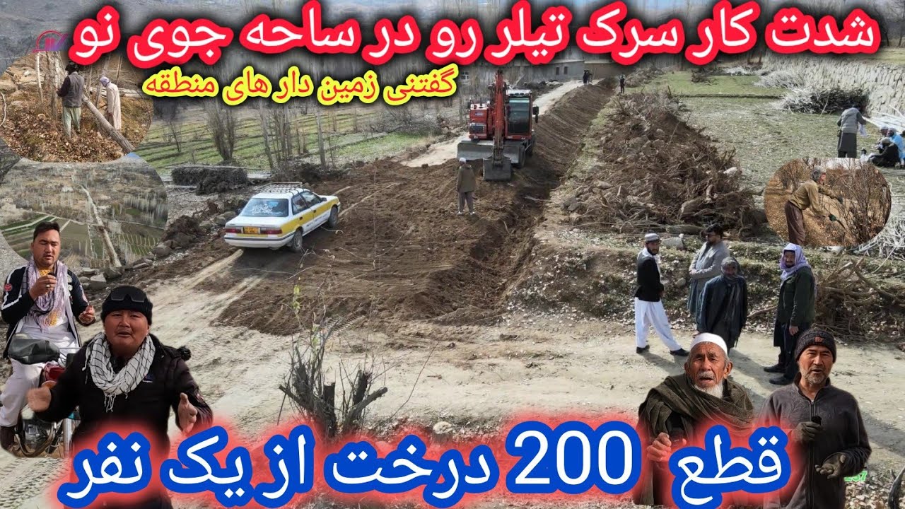 شدت کارسرک تیلررو سنگماشه_انگوری درساحه جوی نو🙏قطع 200درخت ازیک نفر🏝حرفهای ناگفته زمین دارها🤔