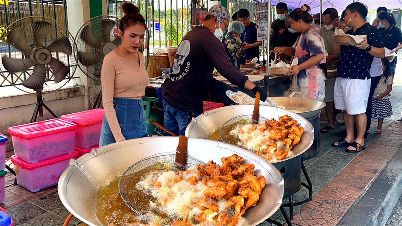Non Stop Order! Long Queue Famous Fried Chicken Sold out 100 KG in 2 Hours | Thai Street Food