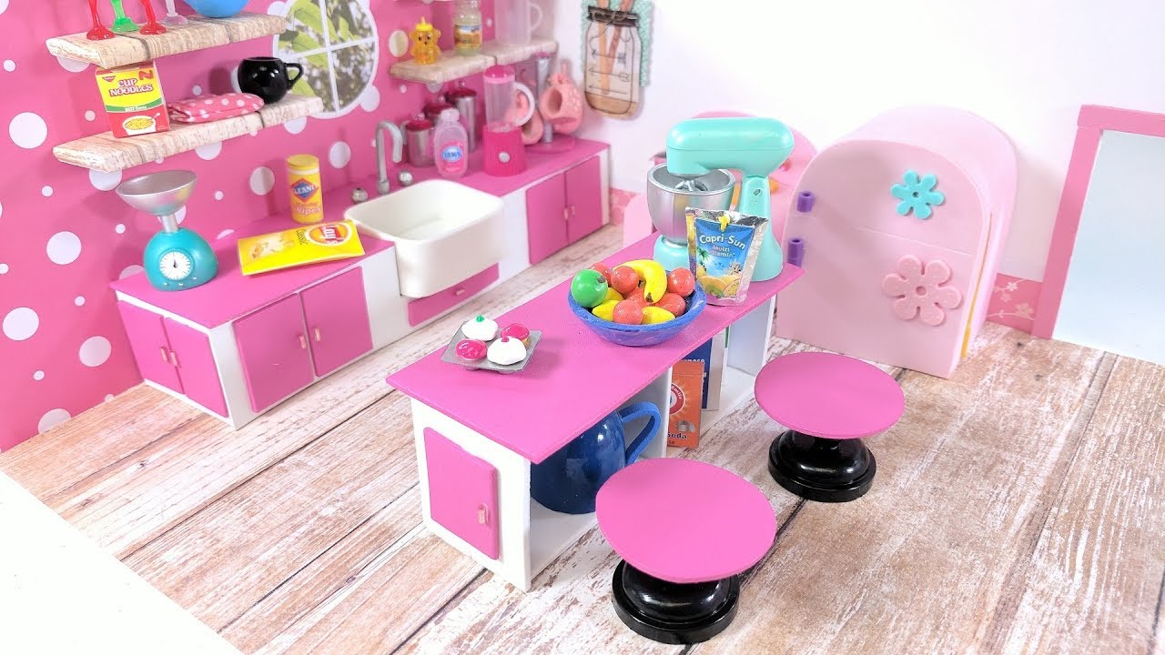 DIY Miniature Kitchen Living Room Combo - The Kitchen - for LPS, LOL, & Small Dolls
