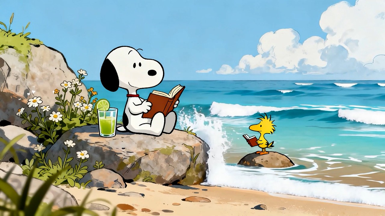 Snoopy&rsquo;s Peaceful Summer Beach🍓 Cute Cozy Lofi for Calm Afternoons & Study☀️