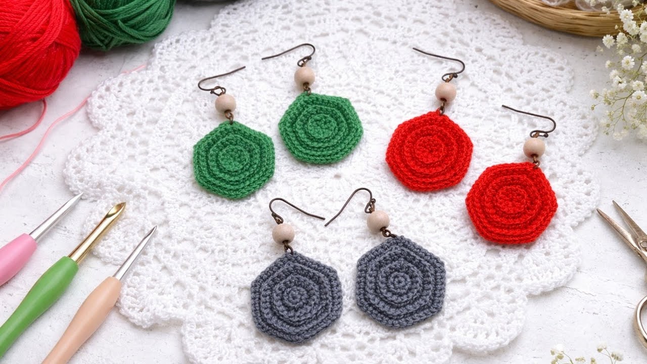 Easy Hexagon 3D Crochet Earring Pattern | Beginner Friendly & Elegant Design
