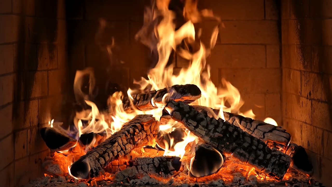 🔥 Warm Fireplace with Burning Wood and Soft Fire Glow | Relaxing Fire Sounds