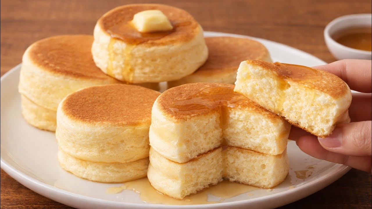  فطائر السوفليه اليابانية Japanese Soufflé Pancakes. 🥞✨