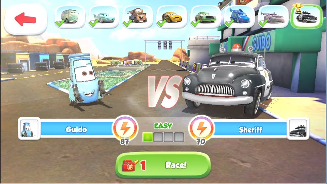 Disney Pixar Cars Fast as Lightning - Guido vs Sheriff