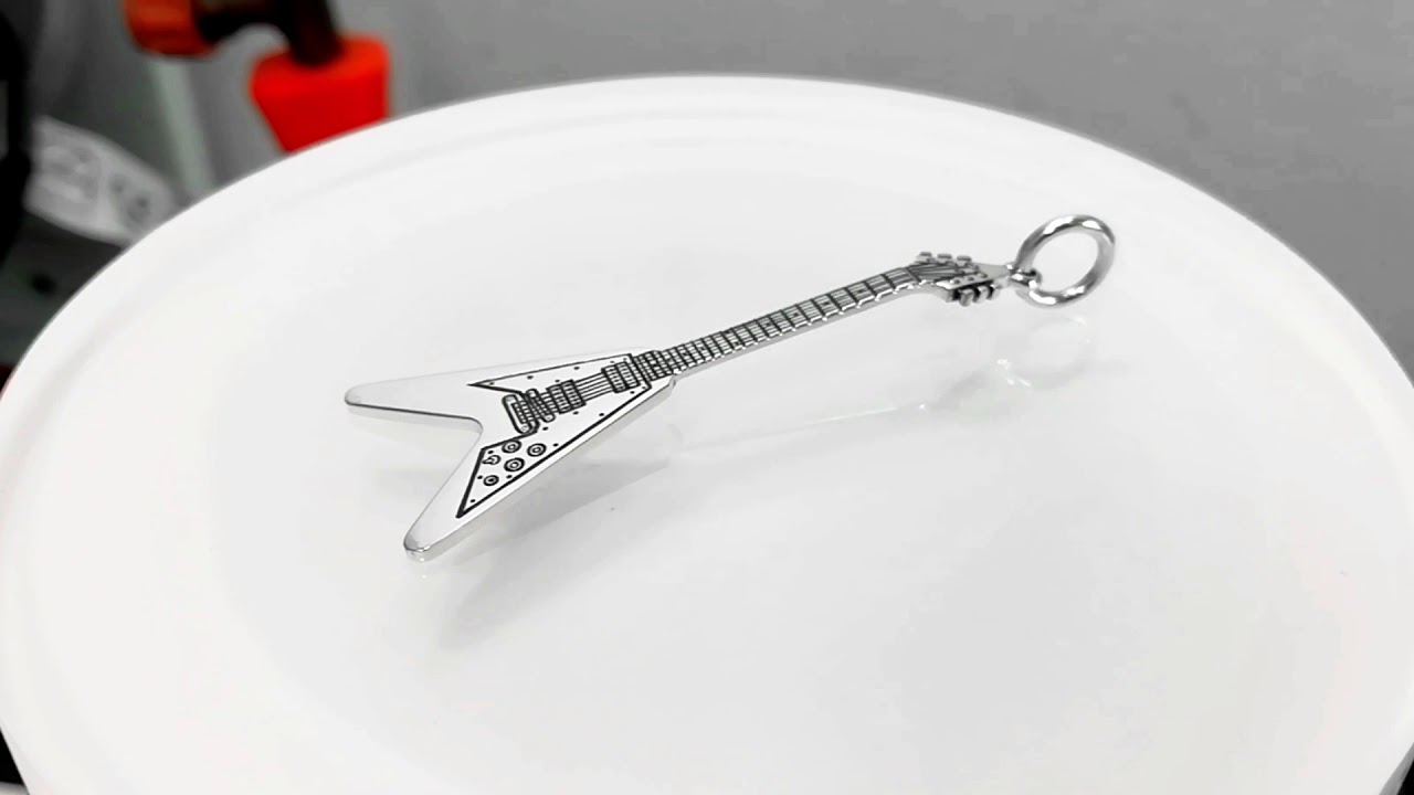 Electric Guitar For Metal And Hard Rock Guitar Necklace Sterling Silver Pendant