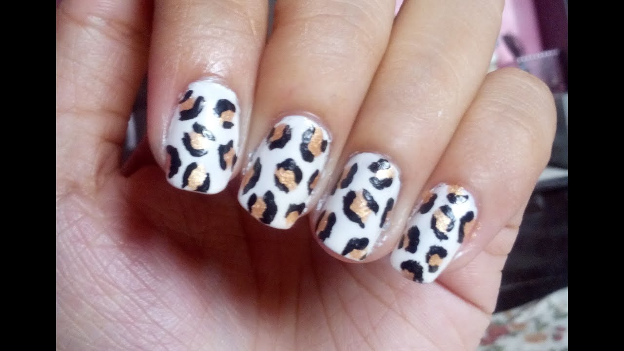 GOLD LEOPARD PRINT NAIL ART TUTORIAL