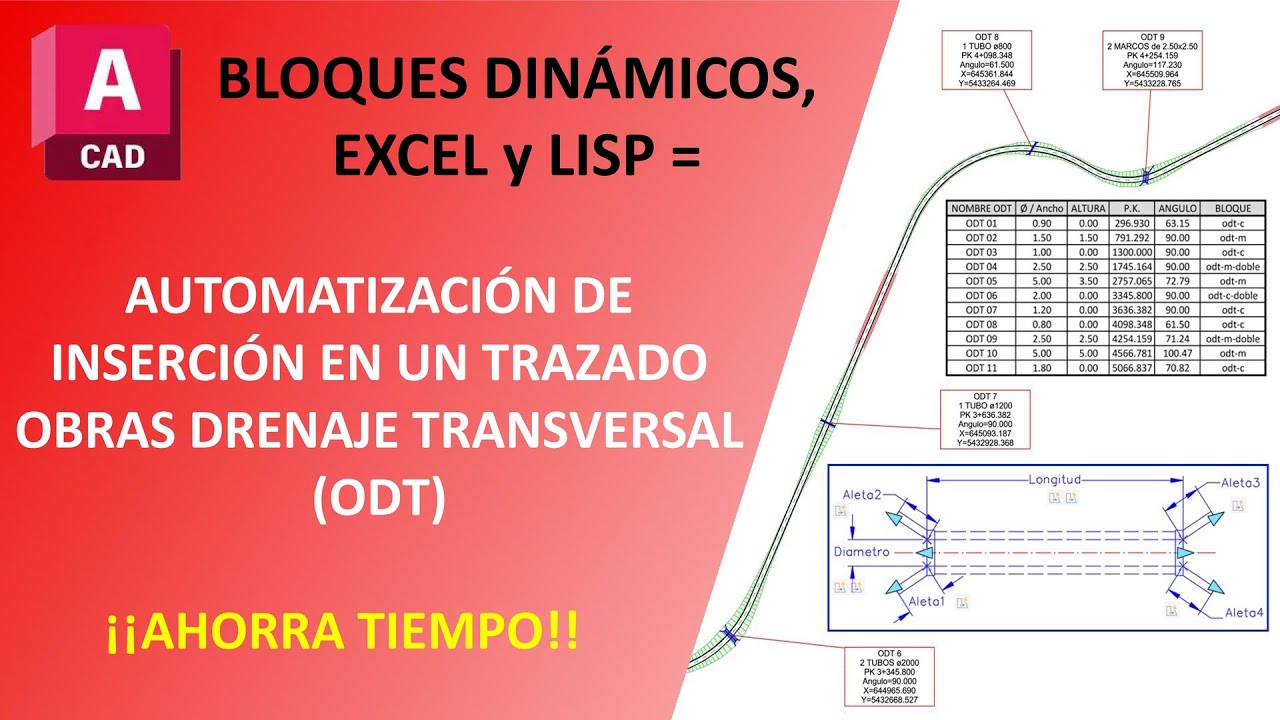 Obras Drenaje desde Excel a trazado en planta
