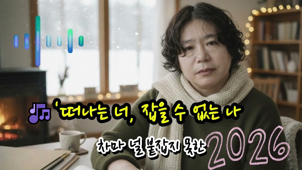 🎶'떠나는 너, 잡을 수 없는 나🌟마주 앉은 탁자 위로 차가운 정적이 흘러너의 시선은 이미 내가 아닌 창밖을 향하네입술을 만지작대며 이별을 고르던 너의 모습
