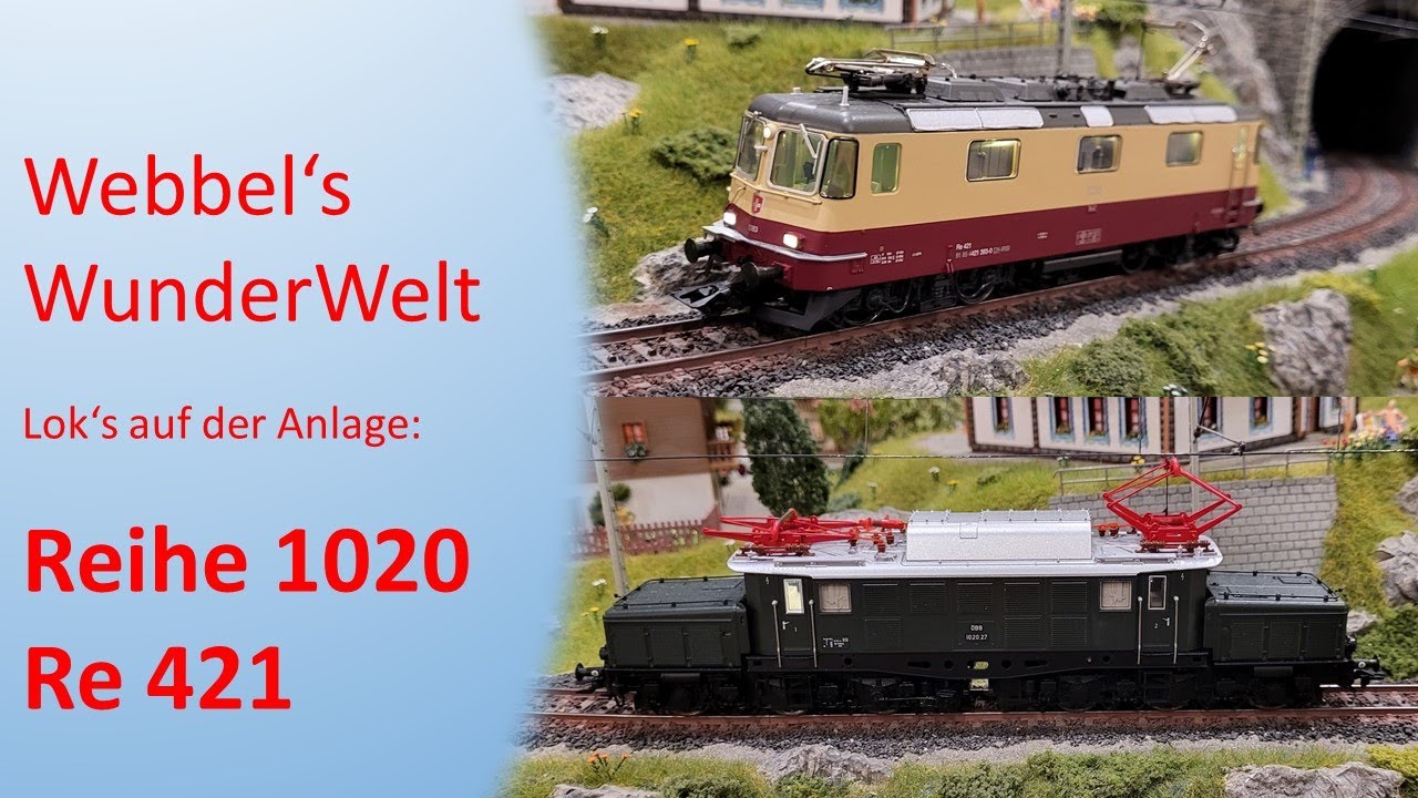 Elektrolokomotiven von M&auml;rklin auf der Modellbahn: Re 421 Doppelpackung & Reihe 1020 mit G&uuml;terzug
