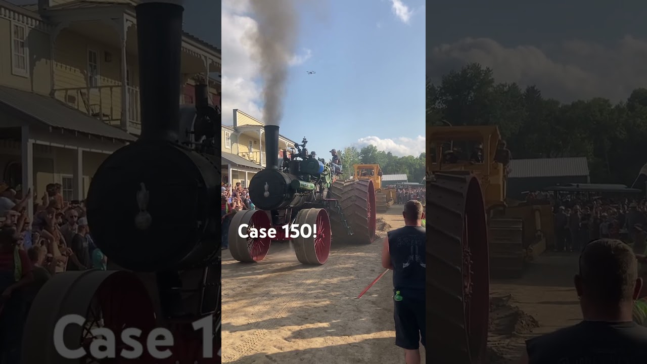 The worlds only and biggest Case 150 Steam Road Locomotive pulling 140,000# HD41 Dozer.