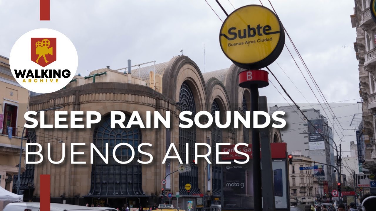 Walking Tour - Binaural ASMR Rain Walk - Barrio Abasto - Buenos Aires 4k