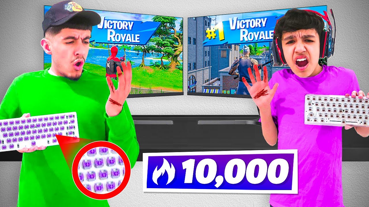 Brothers Play Fortnite ARENA With A No Keycaps Keyboard Challenge!