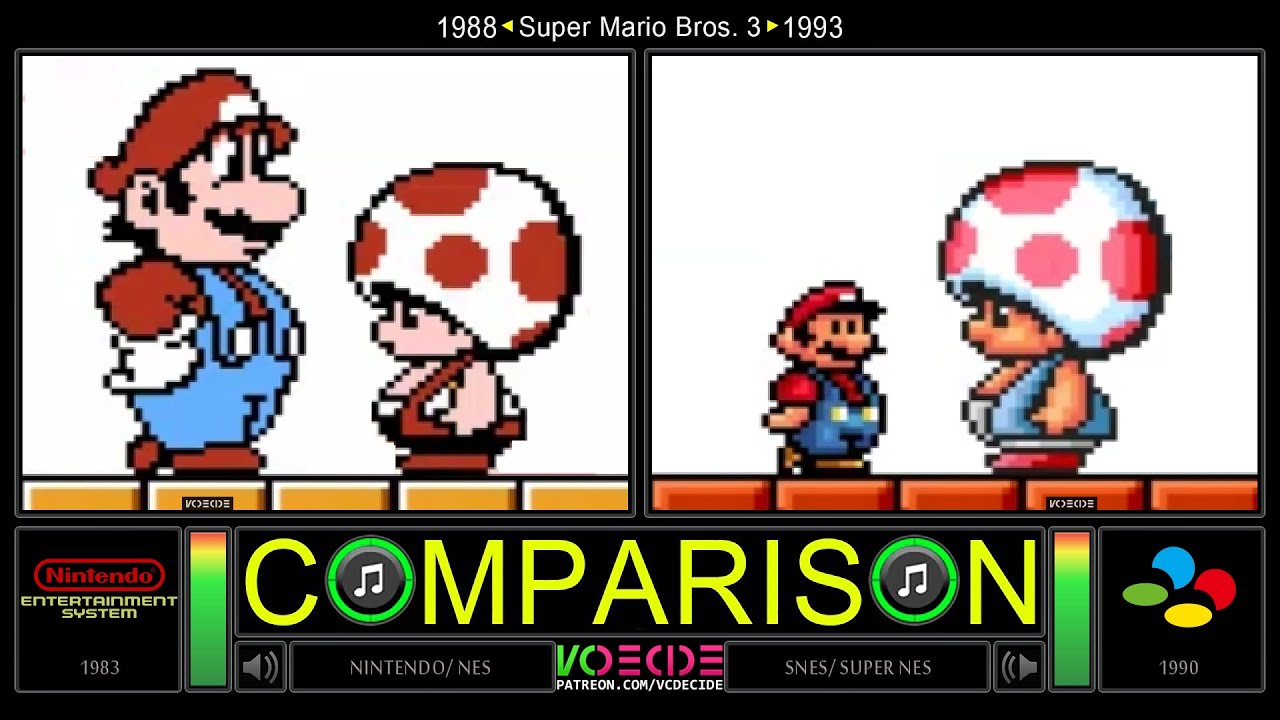 NES vs SNES (Super Mario Bros. 3) Side by Side Comparison