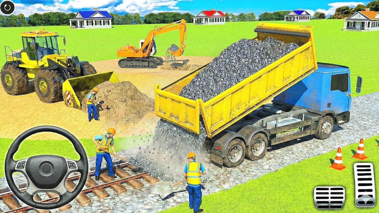 Excavator Truck Simulator 🚜 | Heavy Construction Machine Game | Real Sand Loading