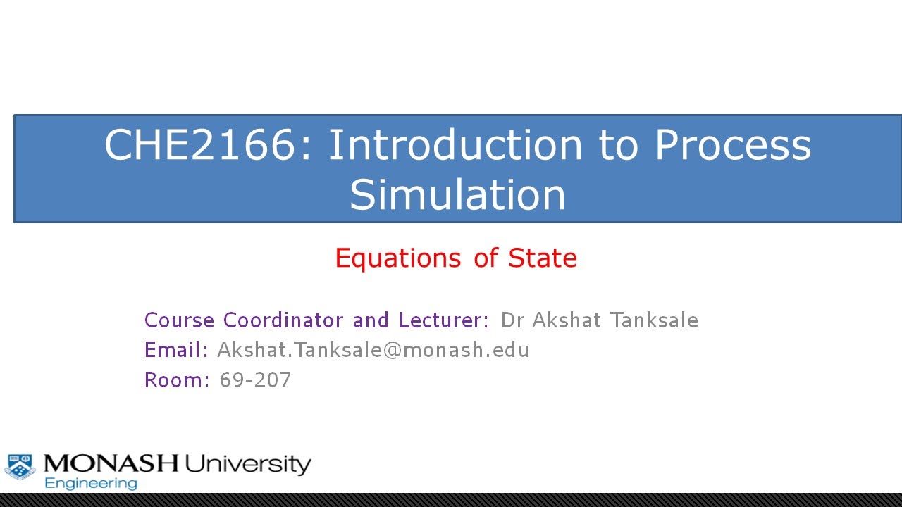 CHE2166: Simulating Equation of State in Excel and Aspen Plus