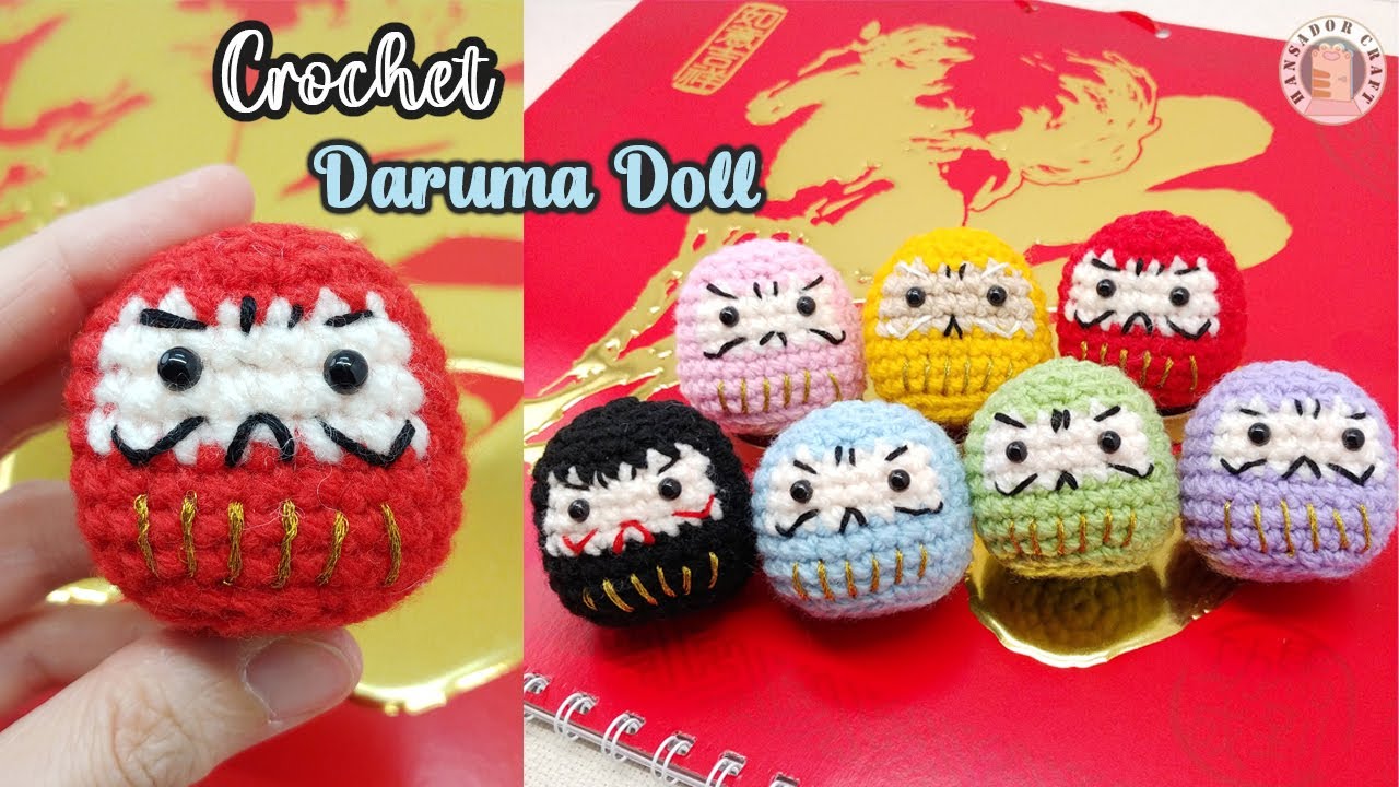 Cute Crochet Daruma Doll | Handmade Lucky Charm| Lucky Amigurumi | 鉤針達摩公仔
