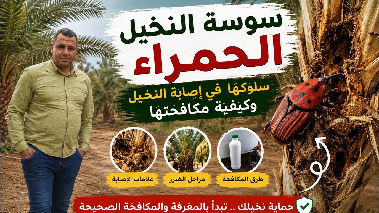 سلوك سوسة النخيل الحمراء في إصابة النخيل وكيفيه مكافحتها