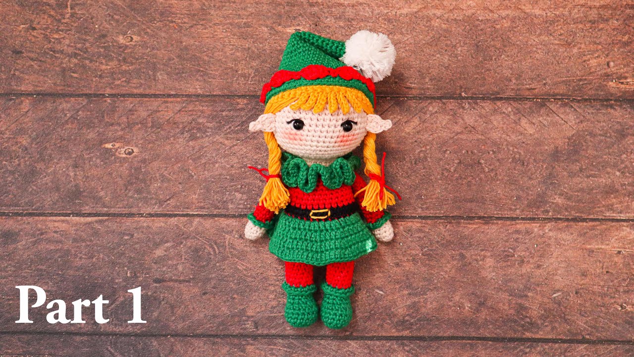 HOLLY THE CHRISTMAS ELF | PART 1 | BOOTS & LEGS, BODY, COLLAR, SKIRT | MAKING AMIGURUMI CROCHET DOLL