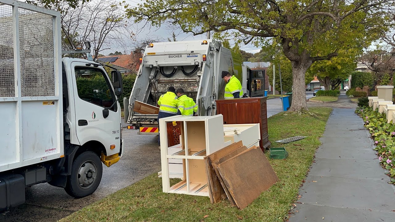 Hard Rubbish Clean Up Compilation - Large Rubbish Piles & Loud Crunching 