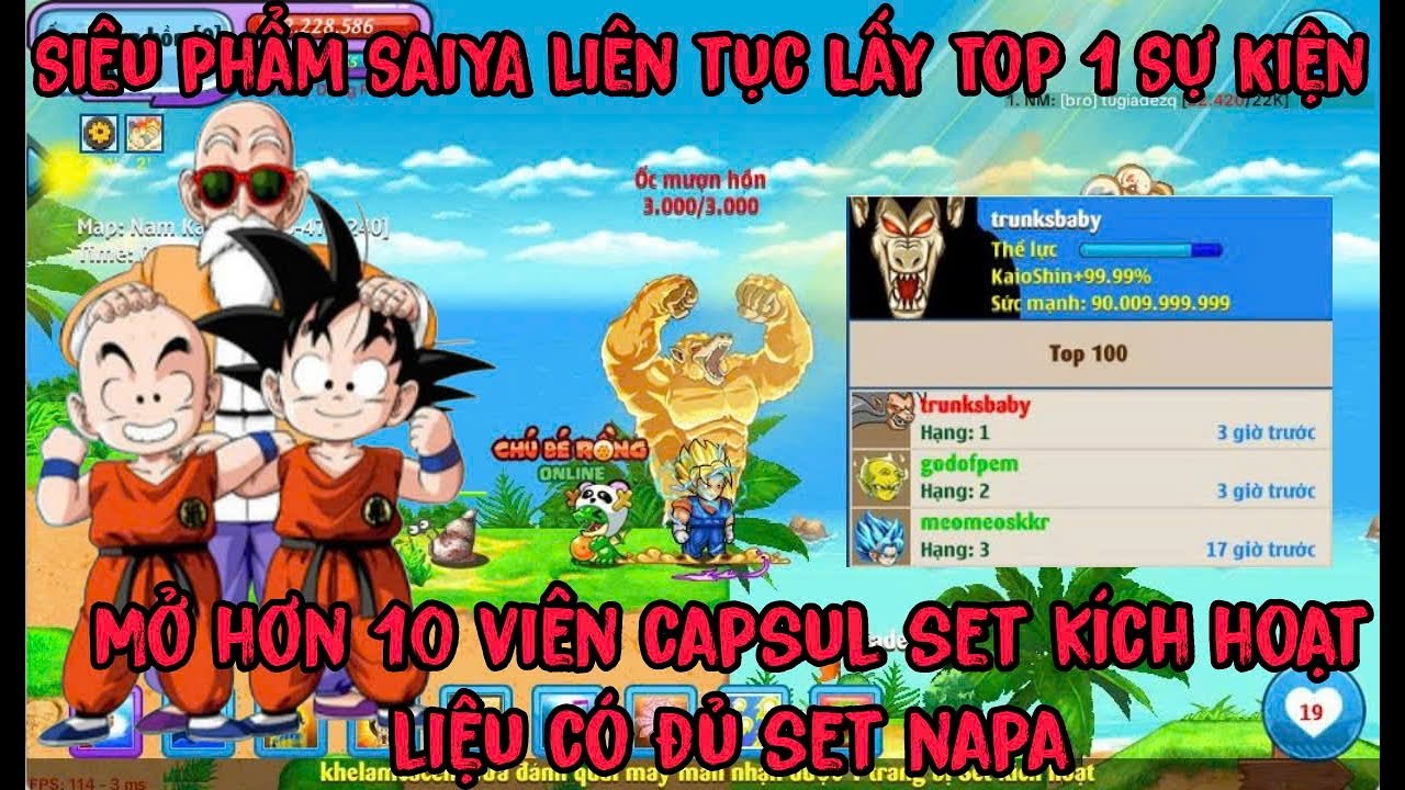 Ngọc Rồng Online-Siêu Phẩm Top Đầu Sever Liên Tục Lấy Top 1 Sự Kiện Truy Tìm Set Napa