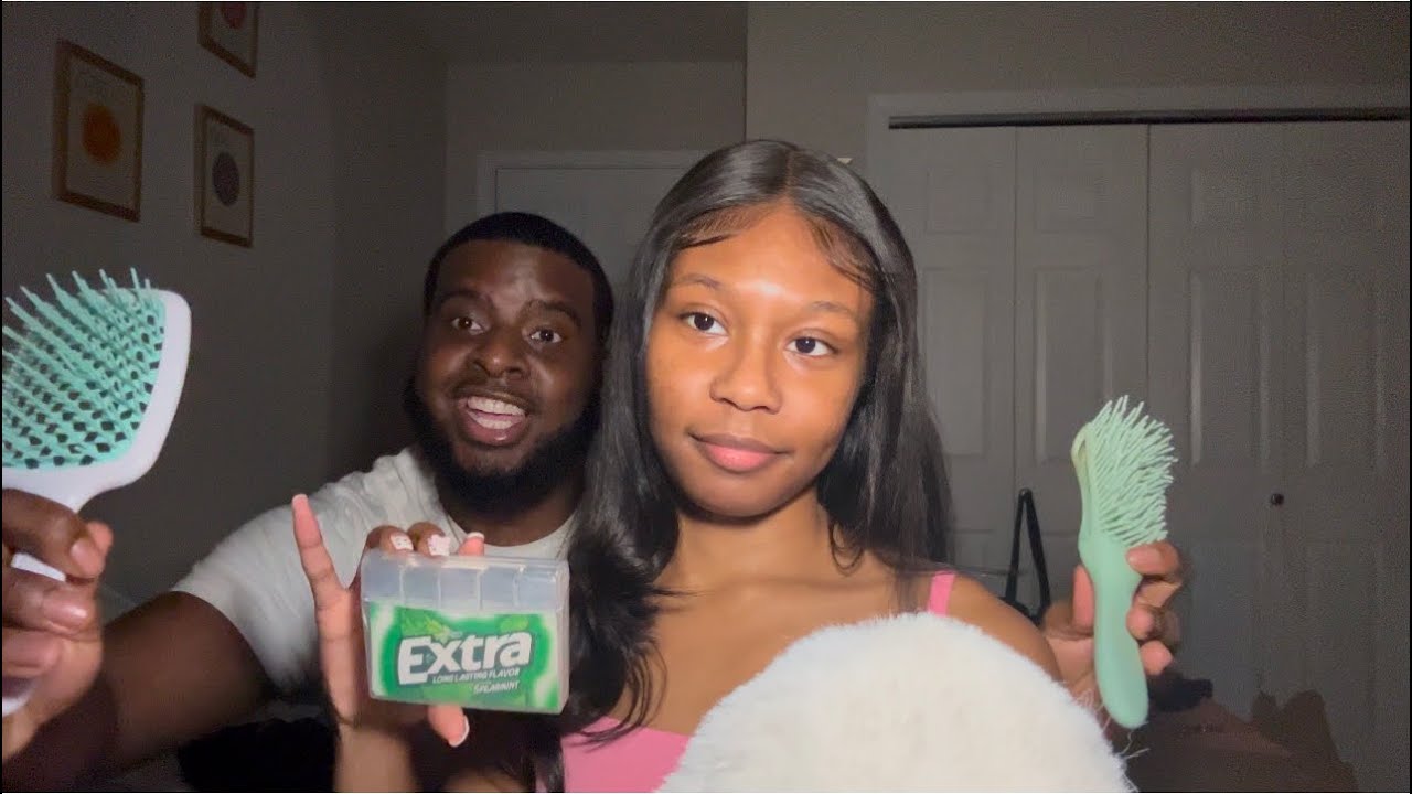 ASMR Hair Play & Gum Chewing