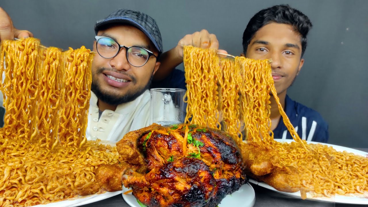 2X SPICY NOODLES EATING CHALLENGE , FIRE SPICY NOODLES CHALLENGE, FULL GRILLED CHICKEN EATING SHOW
