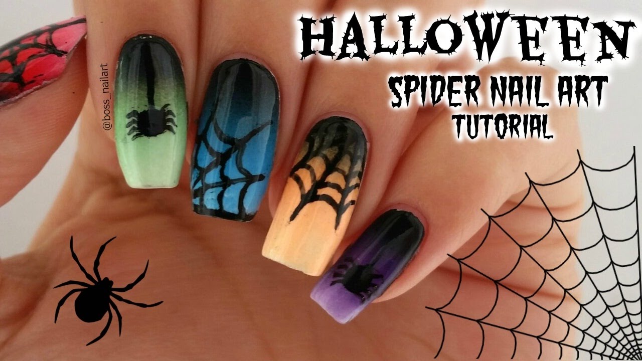 COLORFUL SPIDER WEB NAILS | Halloween Nail Art